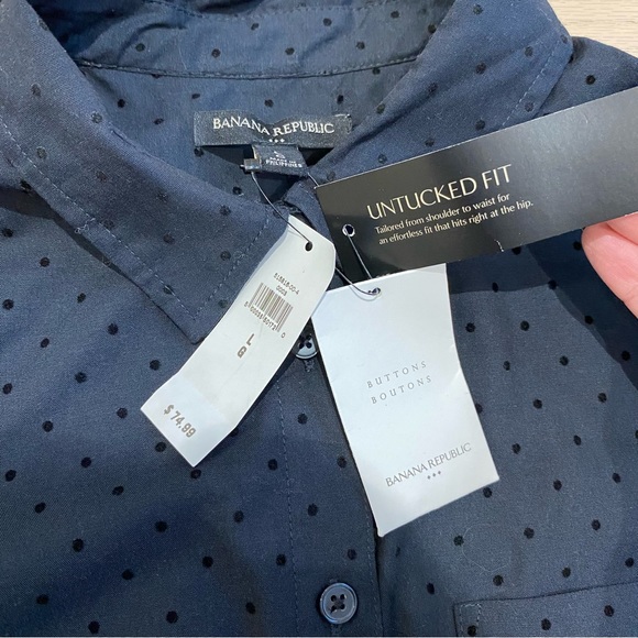 Banana Republic Oversized Shirt, Velvet Dots/Black, Untucked Fit, Unisex Style L - Picture 7 of 12
